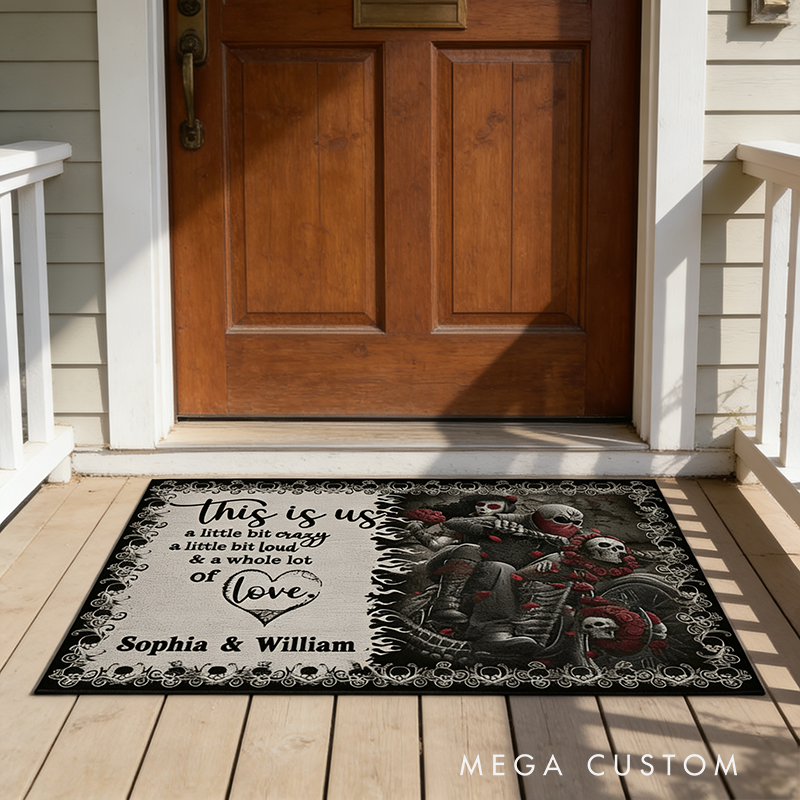 Personalized Racing Biker Couple Door Mat Custom Name Door Mat Gifts