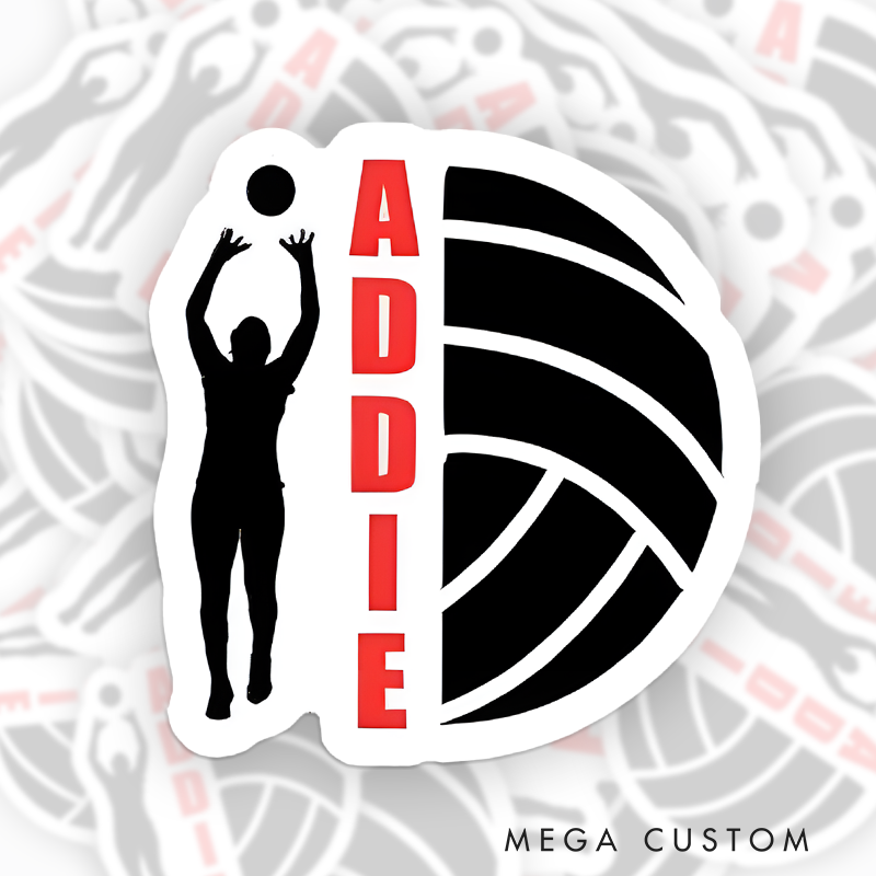 Personalized Volleyball Design Sticker with Custom Player Name - Volleyball Team Gift