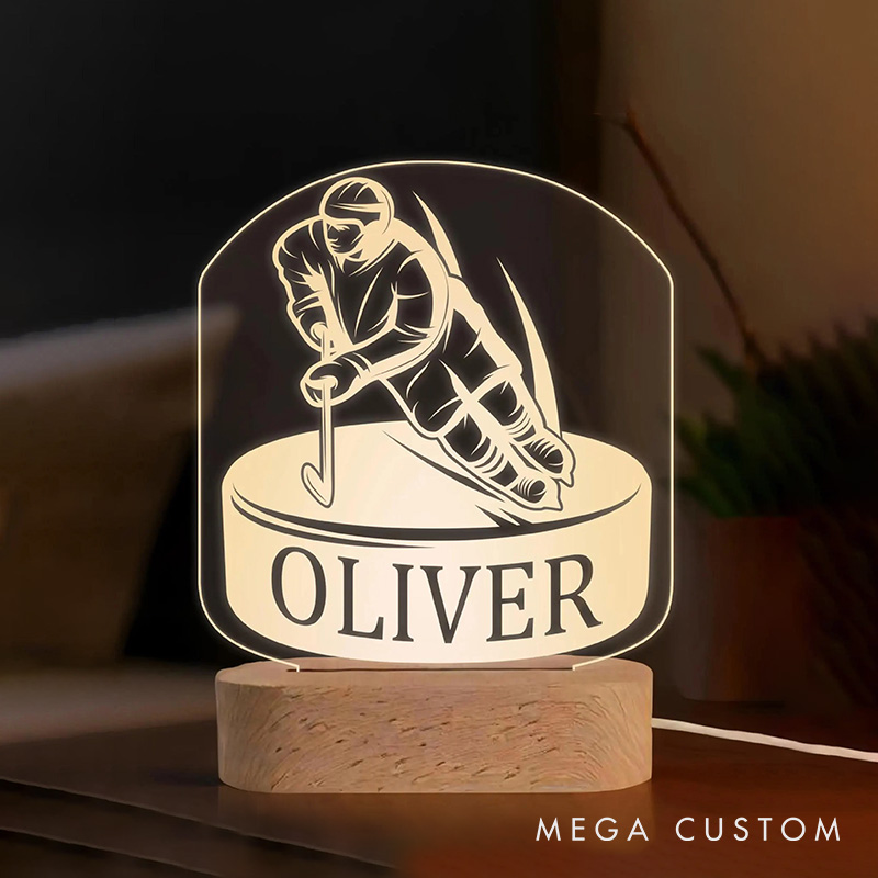 [Copy]Personalized Ice Hockey LED Night Light with Custom Name and Dynamic Background Design