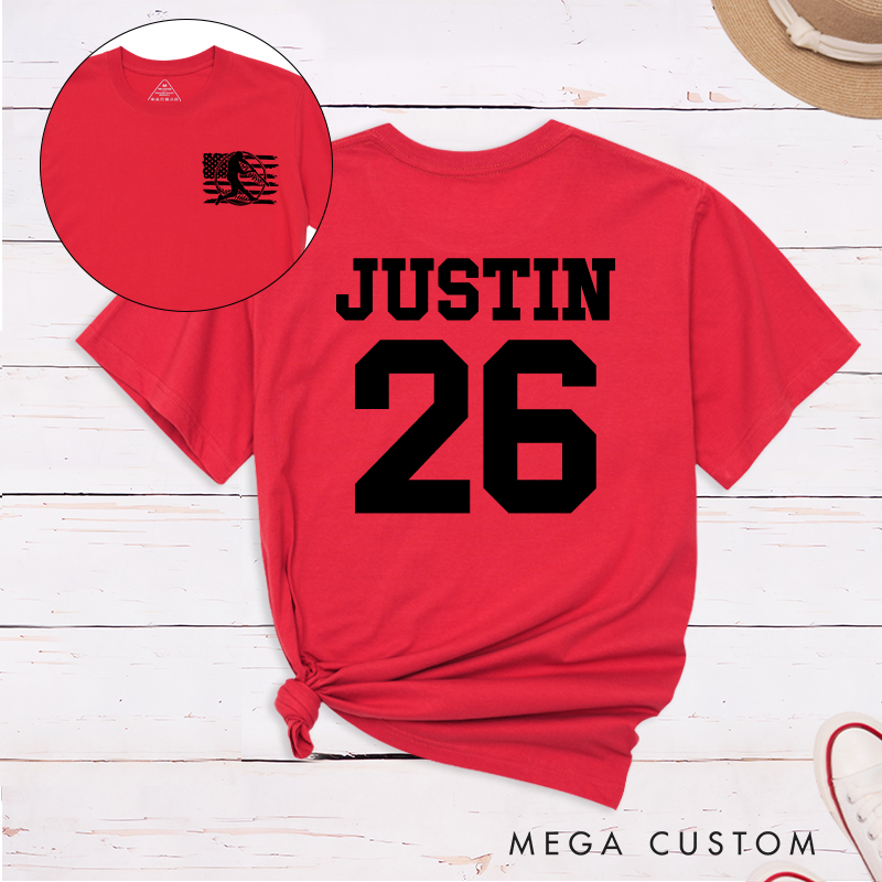 Personalized Team Spirit T-shirt with Clean and Bold Name and Number Design