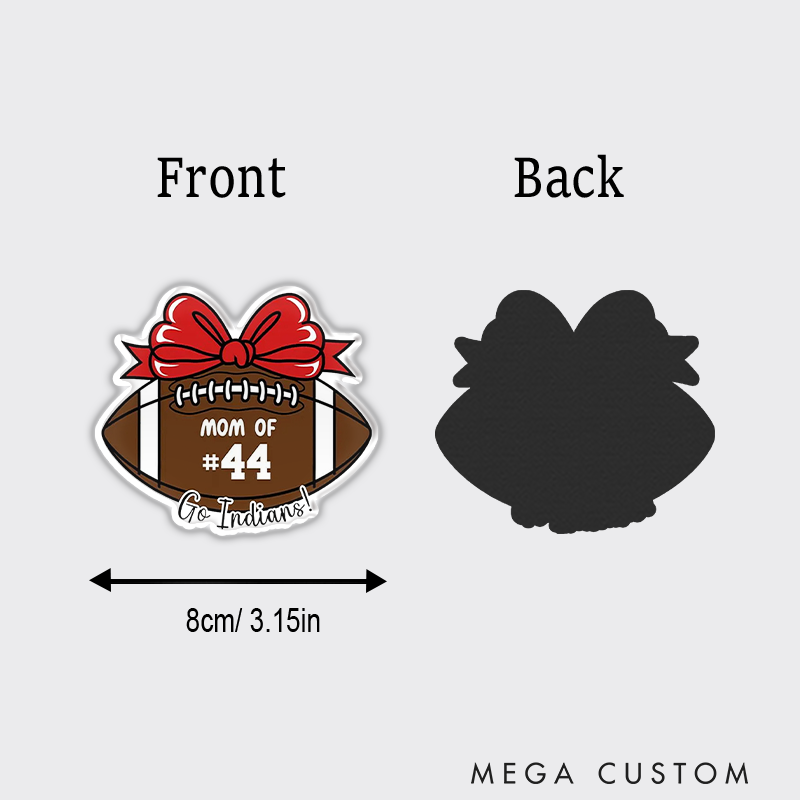 Personalized American Football and Rugby Mom Bow Fridge Magnets with Custom Player Decal Name and Number