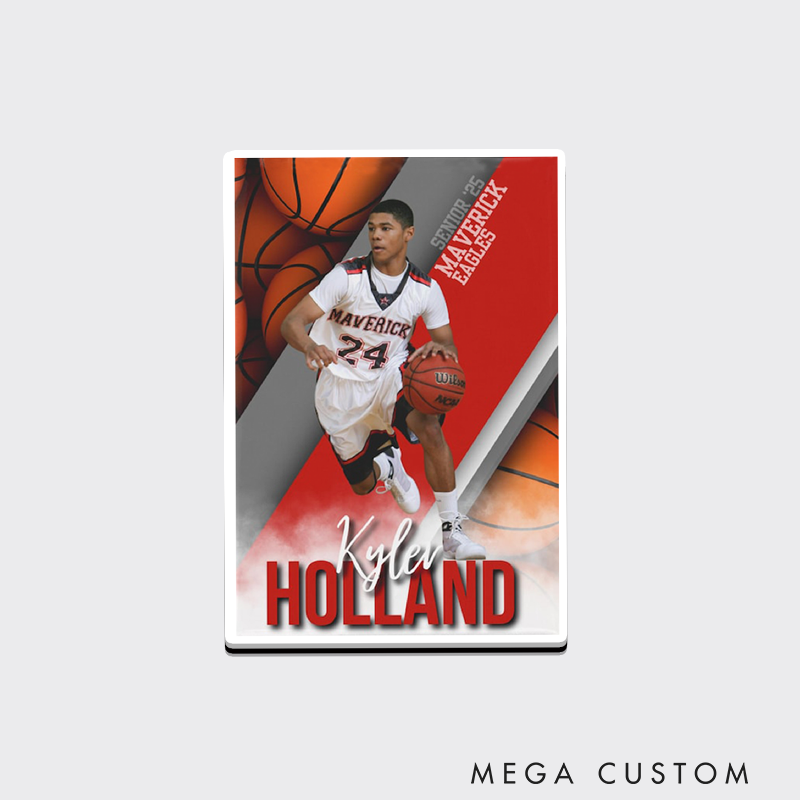 Personalized Basketball Photo Fridge Magnets with Custom Text for Senior Graduation Keepsake