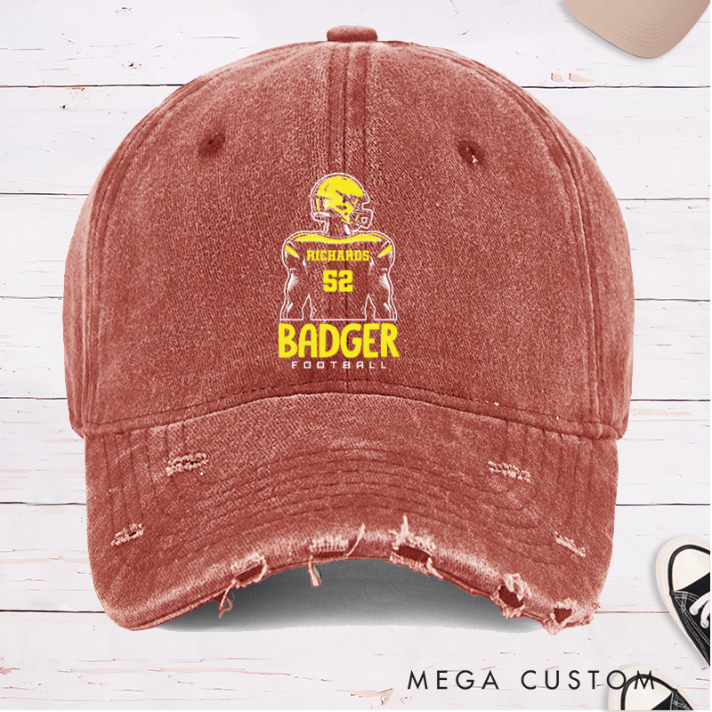 Personalized American Football Cap with Custom Team Name and Number on the Player Back