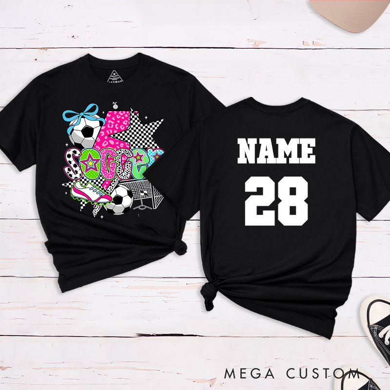 Personalized Star-Themed Soccer T-Shirt with Custom Name and Number