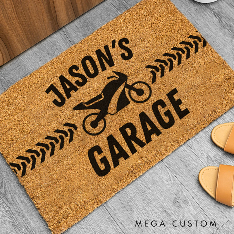 Personalized Motorcycle Door Mat Custom Name Garage Door Mat Gifts