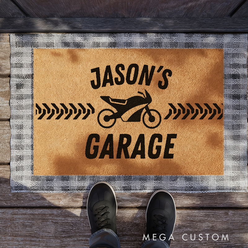 Personalized Motorcycle Door Mat Custom Name Garage Door Mat Gifts