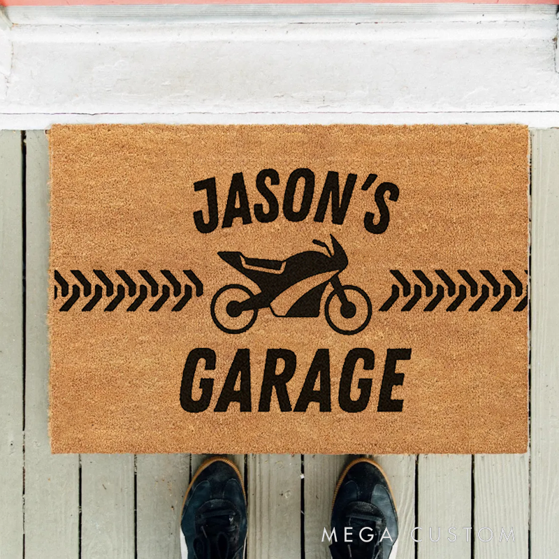 Personalized Motorcycle Door Mat Custom Name Garage Door Mat Gifts