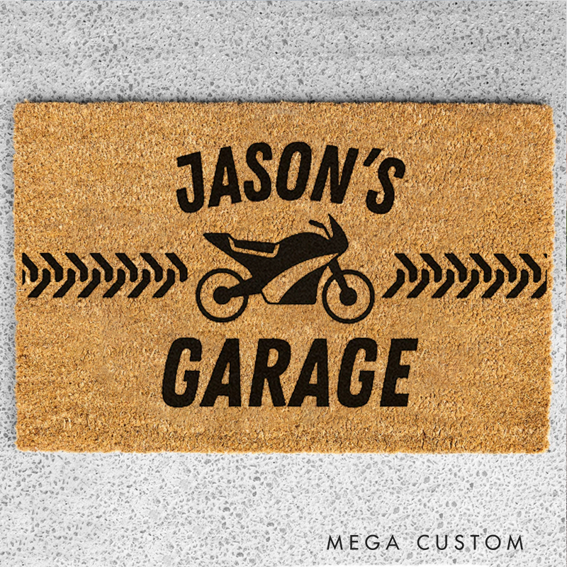 Personalized Motorcycle Door Mat Custom Name Garage Door Mat Gifts