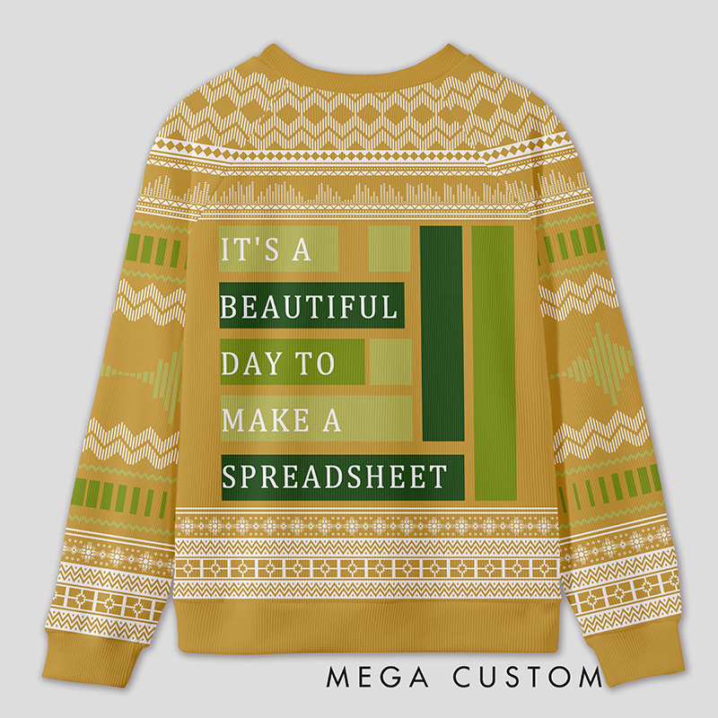 Personalized Spreadsheet Geek Humor Ugly Sweater Office Holiday Party Gift for Accounting Professionals