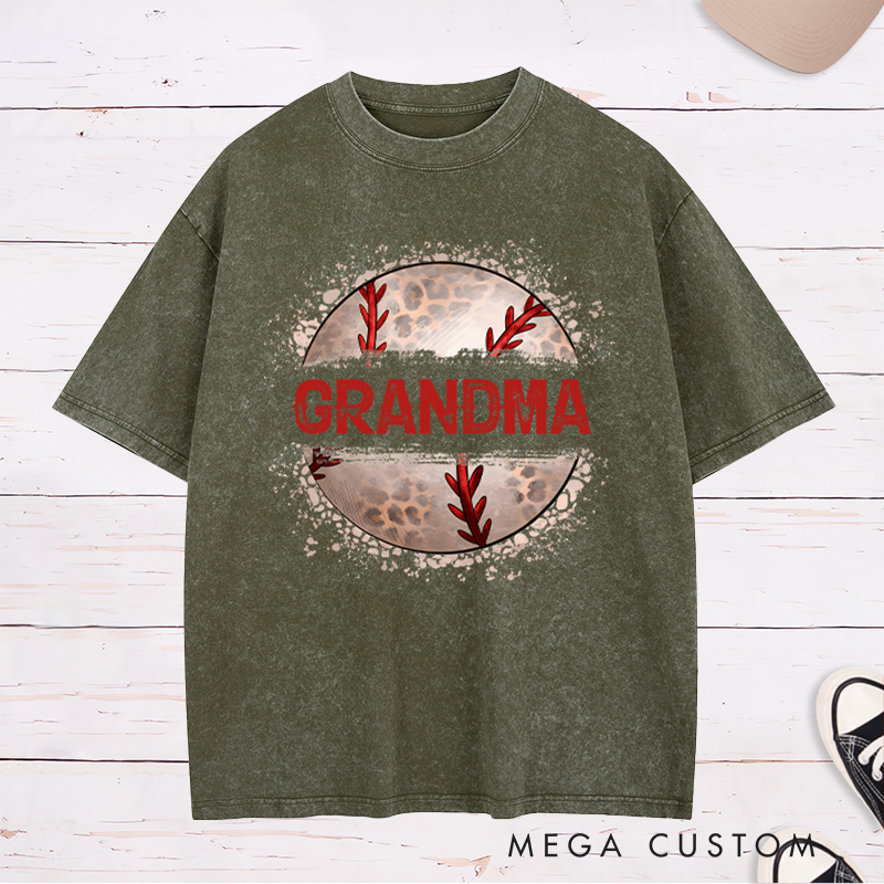 Personalized Athletic Washed T-Shirt with Unique Baseball and Custom Name Design  