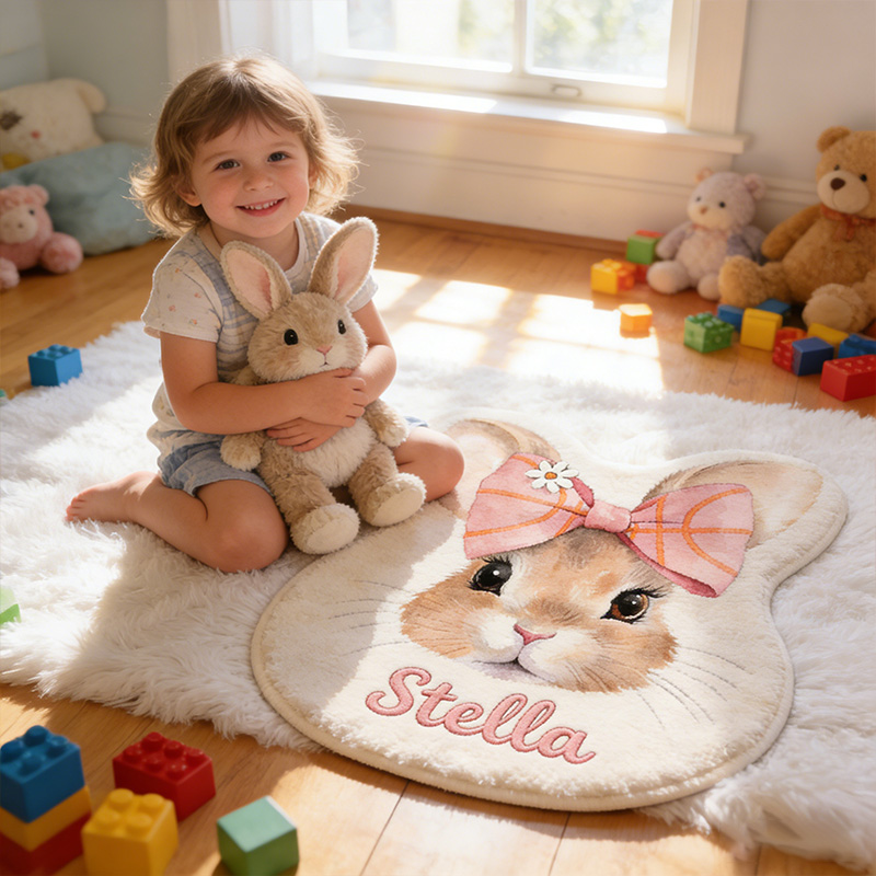 Personalized Bunny Sport-Theme Custom Name Cute Basketball Bow for Kids