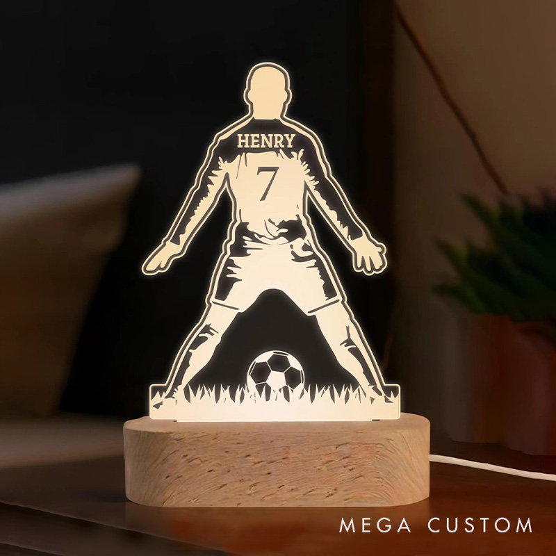 [Copy]Personalized Soccer 3D Ball Design LED Light Night with Custom Name
