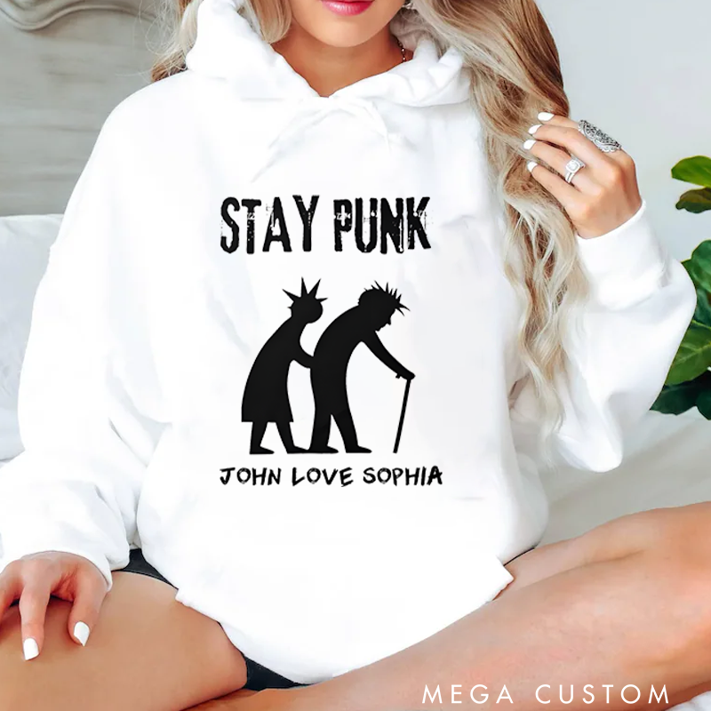 Personalized Classic Hoodies Stay Punk Forever Graphic T Shirt for Hardcore Punk Lovers and Music Enthusiasts Retro and Punk Style Fans Hoodie