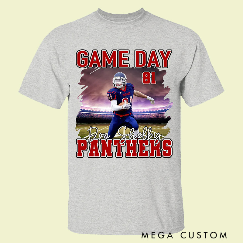 Personalized American Football T-Shirt with Custom Player Photo and Name  