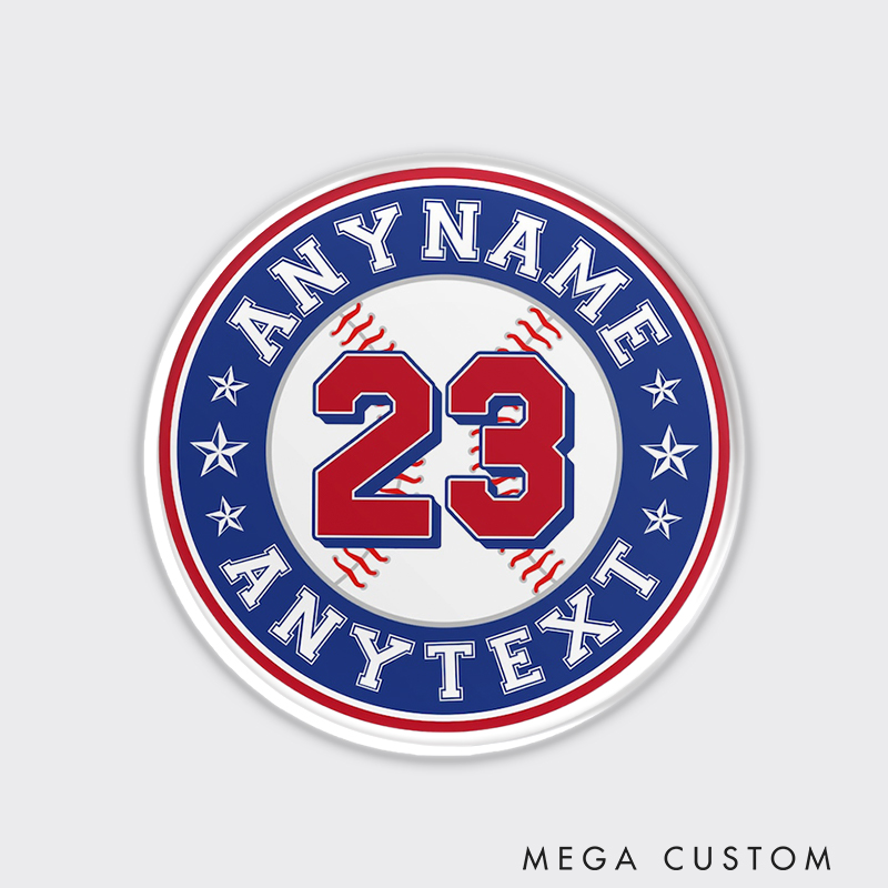 Personalized All-Star Baseball Fridge Magnet with Custom Name and Number 