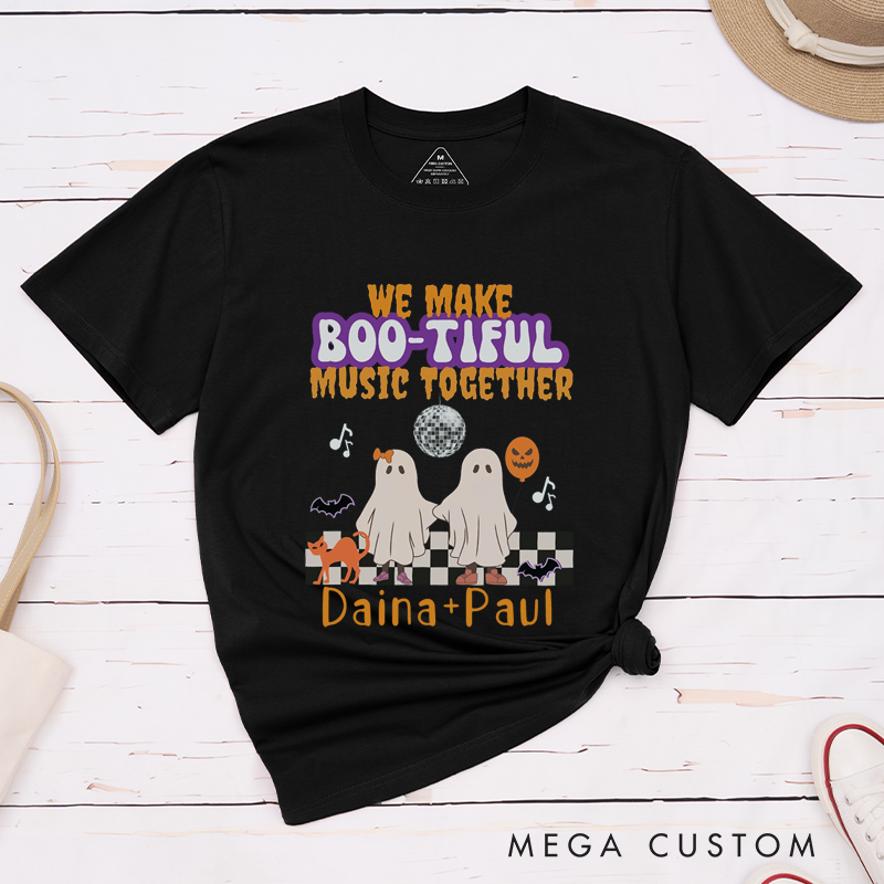 Personalized Humor We Make Boo-Tiful Music Together Ghosts Halloween Couple Matching T-Shirt