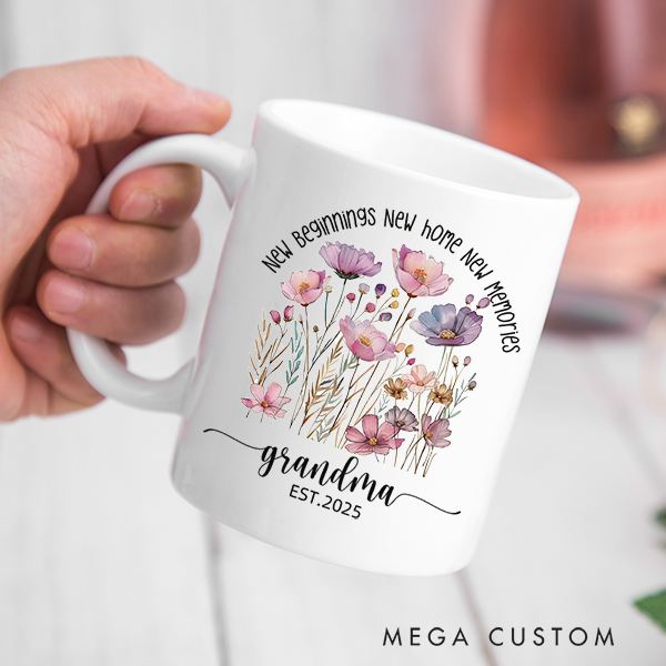Personalized Grandma Mug New Beginning New Home New Memories Mug Gift for Grandma Christmas Gift Housewarming Gift New Home Gift Mother's Day Gift 