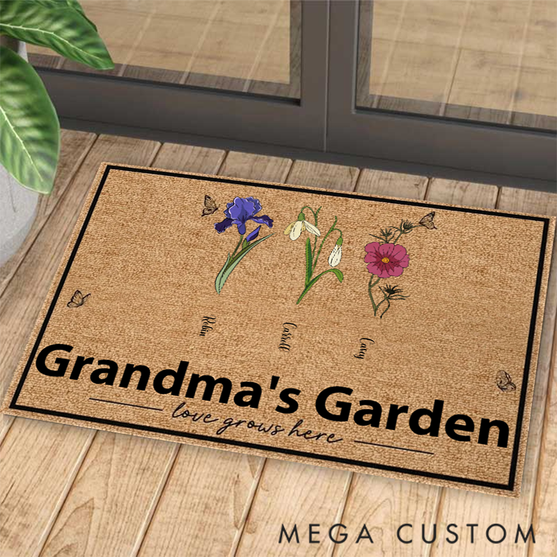 Personalized Garden Doormat Gift for Mother Grandma Gardening