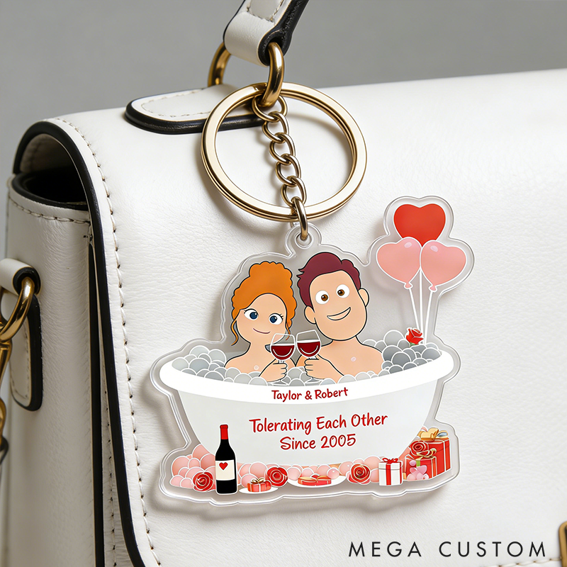 Personalized Couple Funny Bathub Keychain