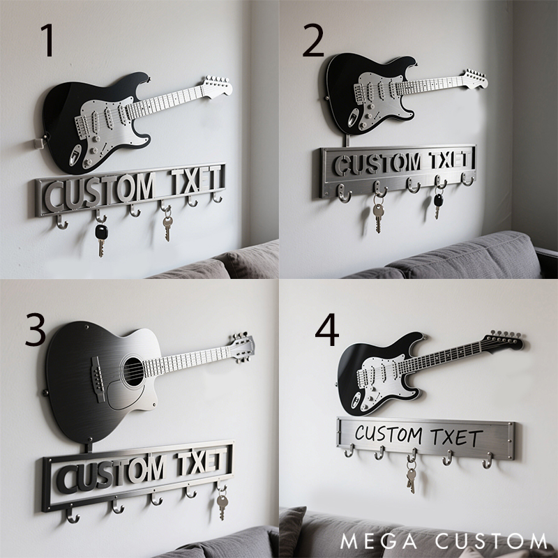 Personalized Metal Guitar Music Key Hook Gift for Music Lovers