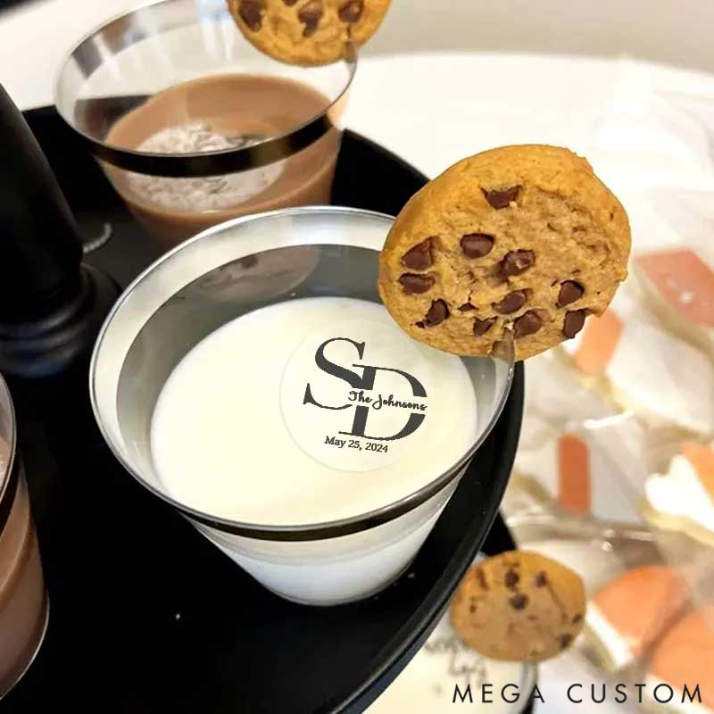 Personalized Edible Clear Circle Wedding Drink Toppers Custom Edible Drink Topper