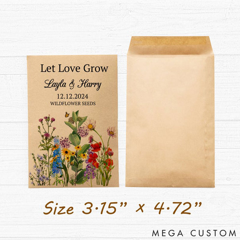 Personalized Eco-Friendly Wildflower Seed Packets Perfect Wedding Favors and Bridal Shower Gifts