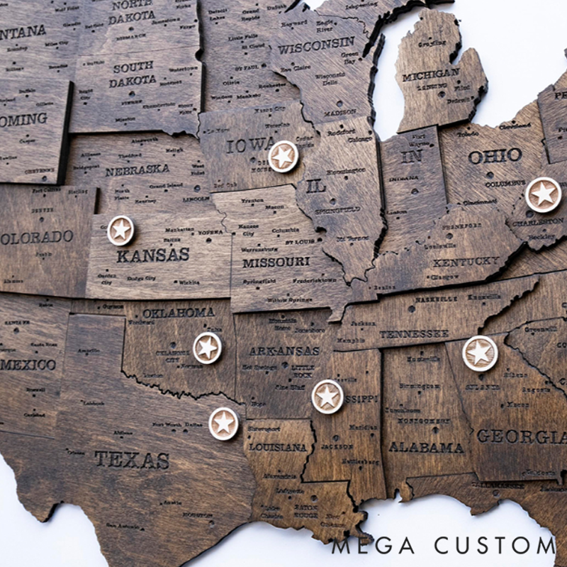 Personalized Custom U.S. Map Boyfriend Valentine's Day Gift Wooden Decor