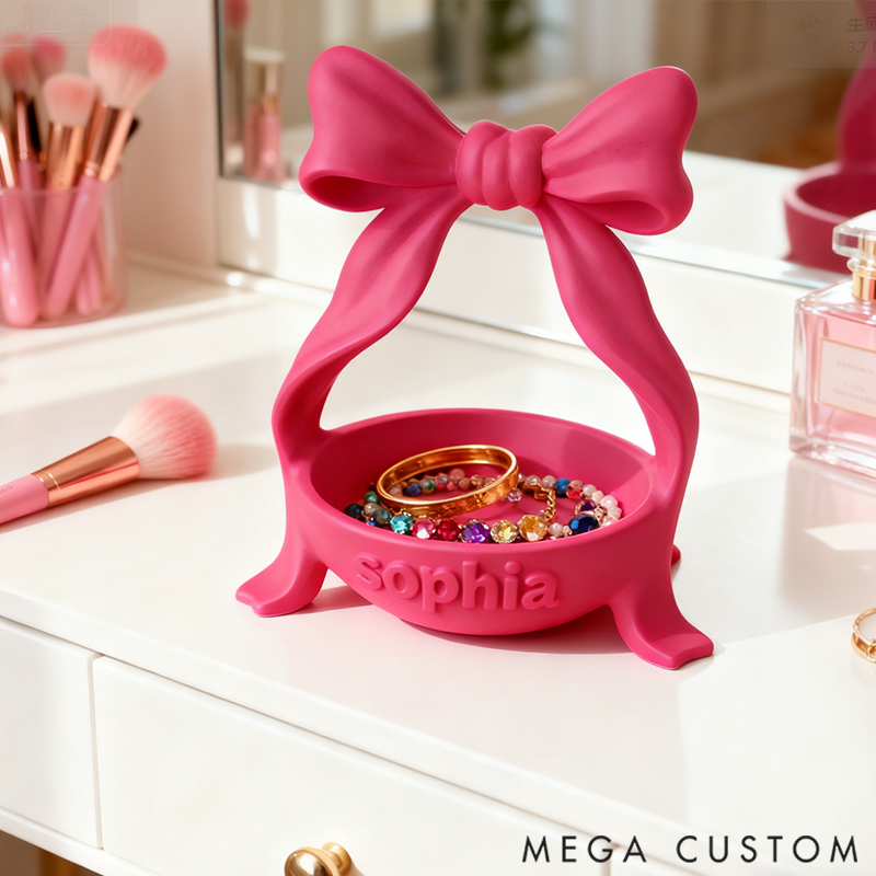 Personalized Bow Shaped Storage Dish Cute Jewelry and Key Tray 3D Printed Storage Box