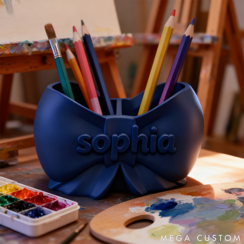 Personalized Bow-Shaped Makeup Brush Organizer and Pencil Holder 3D Printed Design