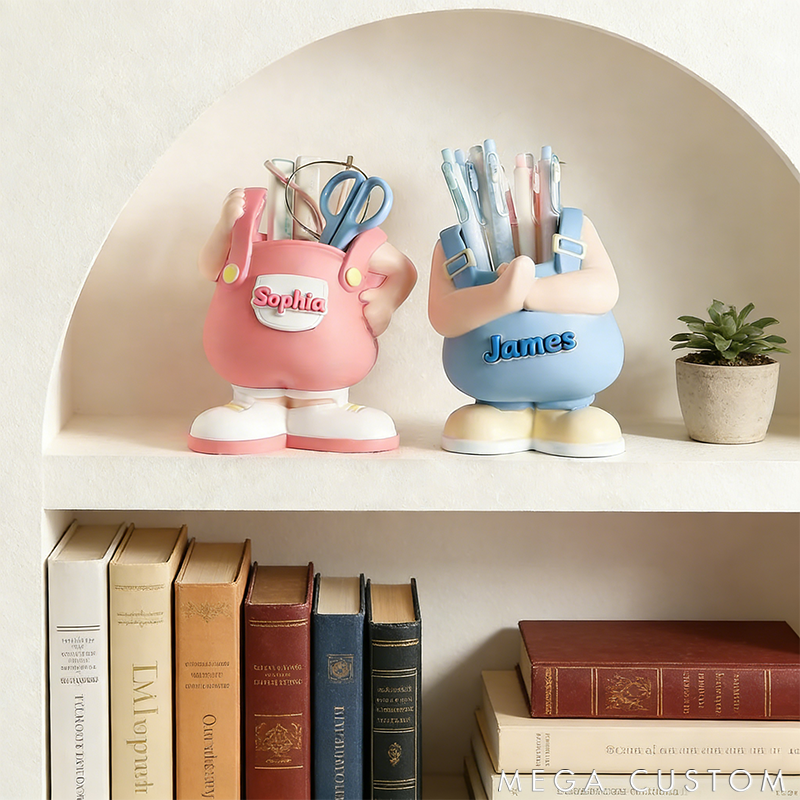 Personalized Overalls Lucky Cute Boy Girl Pencil Holder Valentine's Day Gift for Couples
