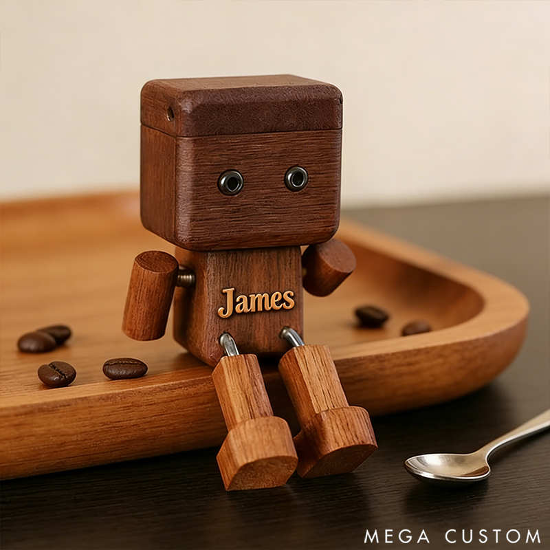 Personalized Wooden Robot Figurine Minimalist Desktop Decor Wooden Toy Gift