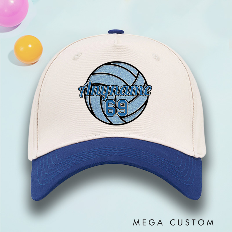 Personalized Volleyball Cotton Two Tone Cap with Custom Name and Number Design for Players and Fans