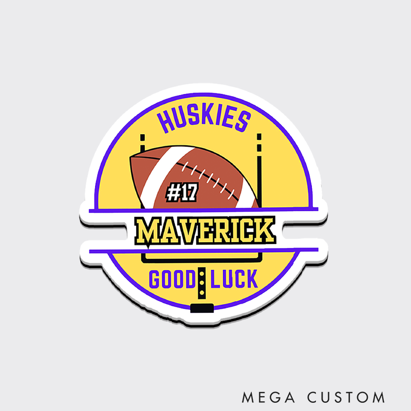 Personalized American Football and Rugby Team Fridge Magnets with Custom Team Name, Player Name and Number