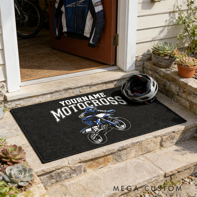 Personalized Motorcross Door Mat Custom Name Door Mat Gifts