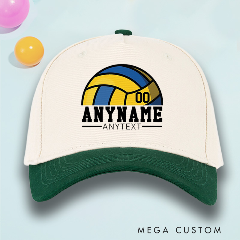 Personalized Volleyball Cotton Two Tone Cap with Custom Player Name, Jersey Number and Text