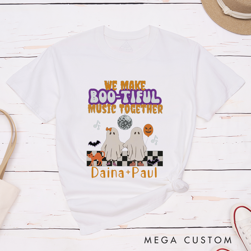 Personalized Humor We Make Boo-Tiful Music Together Ghosts Halloween Couple Matching T-Shirt