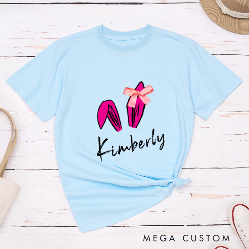 Personalized Easter Bunny Matching Couple T-Shirt Easter Gift For Girlfriend and Boyfriend