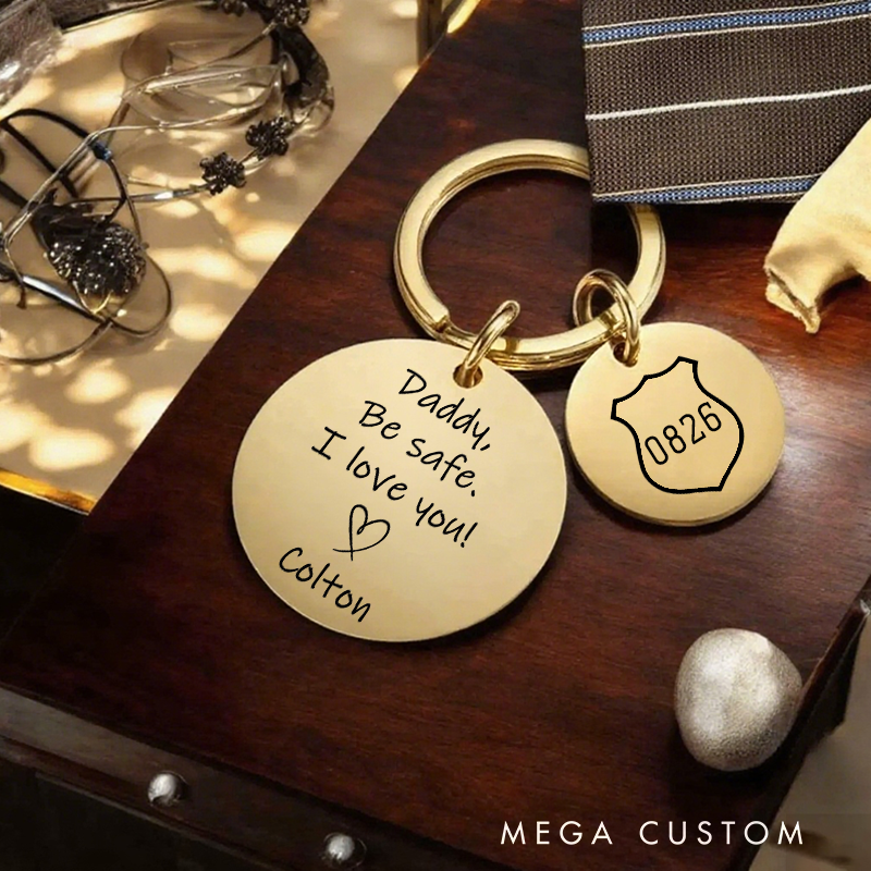 Personalized Police Officer Stainless Steel Keychain Engraved Keychain Gift for Police Dad Father's Day Gift