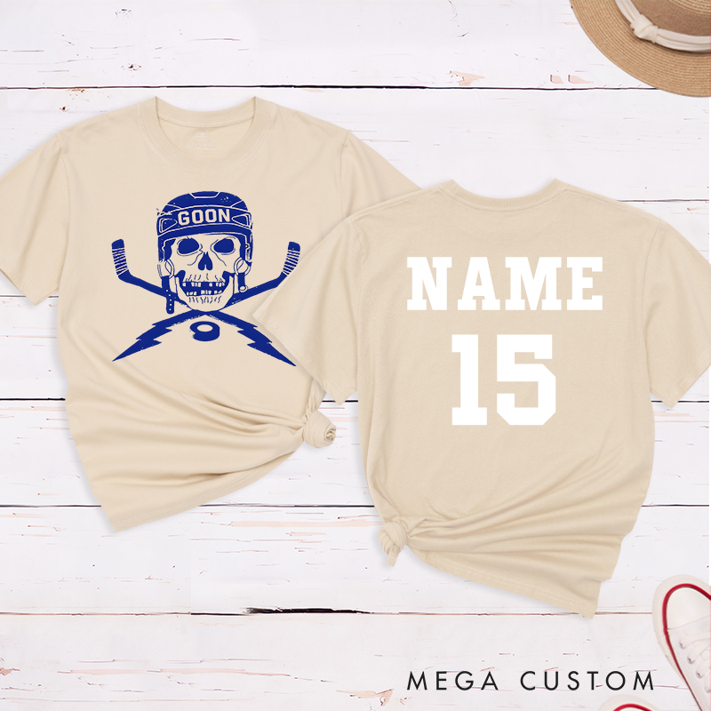 Personalized "Goon Skull" Hockey T-Shirt with Custom Name and Number