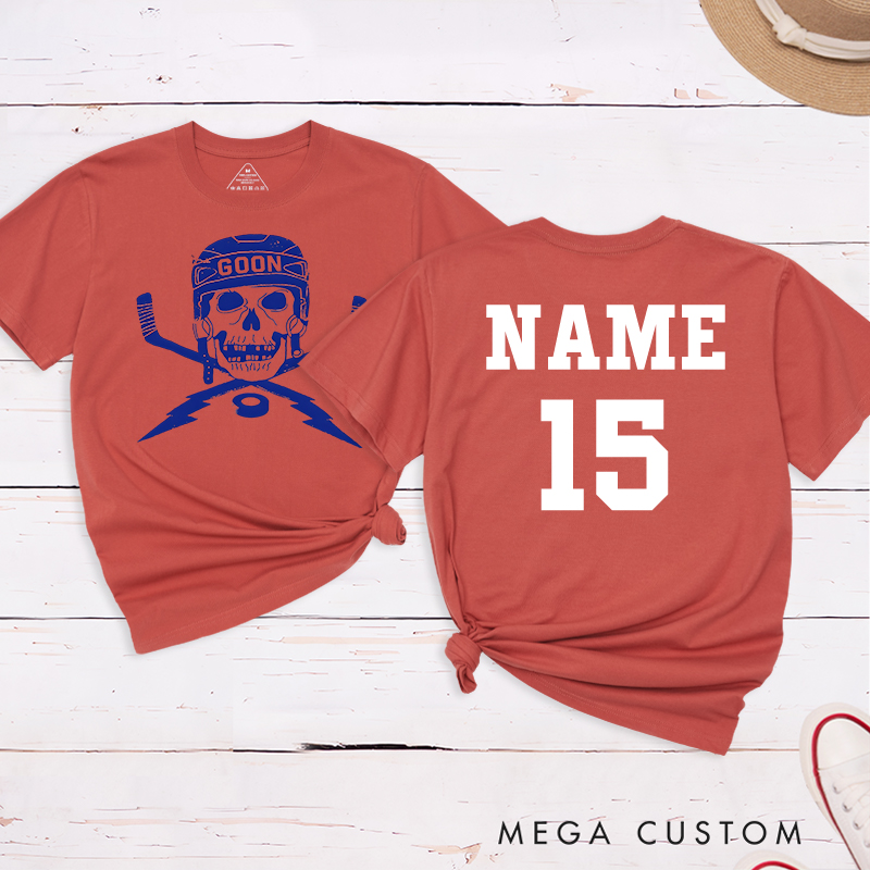 Personalized "Goon Skull" Hockey T-Shirt with Custom Name and Number
