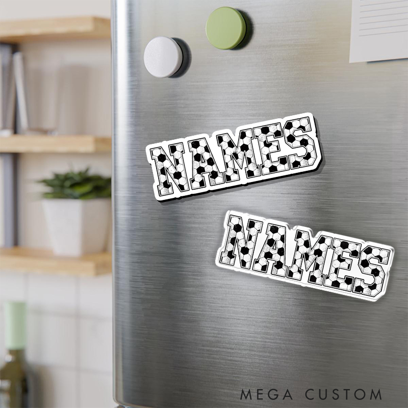 Personalized Bold Soccer Letter Fridge Magnet Customizable Name Design   