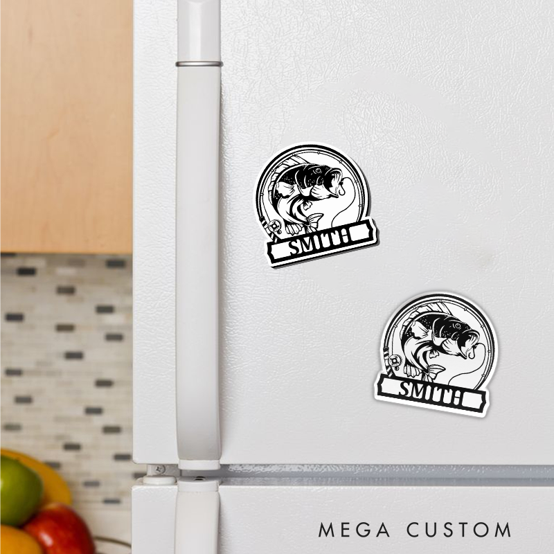 Personalized Fishing Theme Fridge Magnets Durable and Strong Magnetic Hold Unique Custom Design Perfect for Home Decor or Gifts for Fishing Lover
