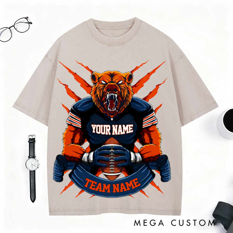 Personalized Fierce Bear Football T-Shirt Unleash Your Team Spirit in Style