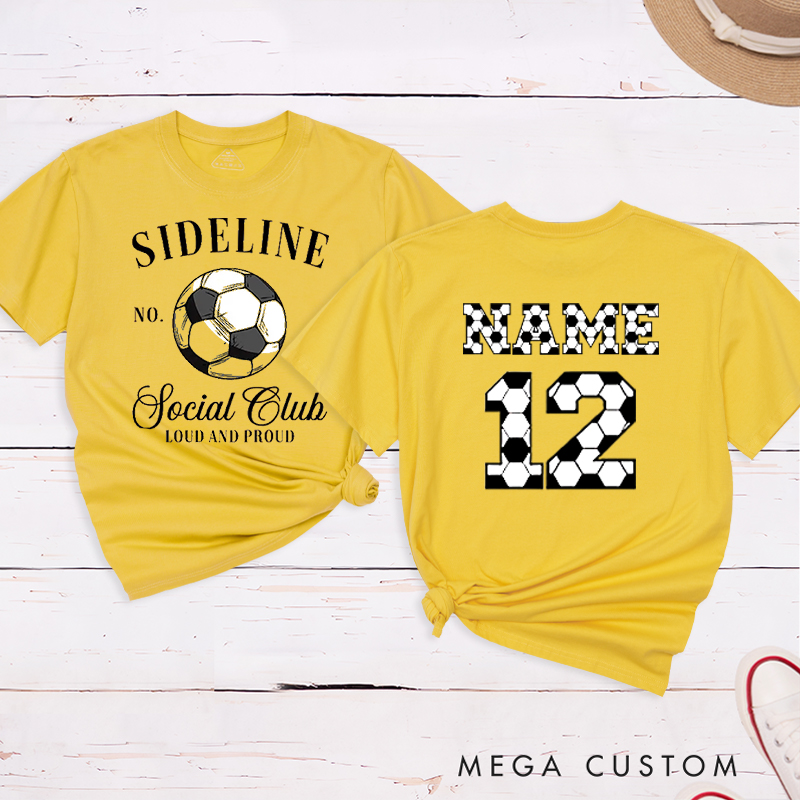 Personalized Sideline Soccer T-Shirt with Custom Name and Number Design