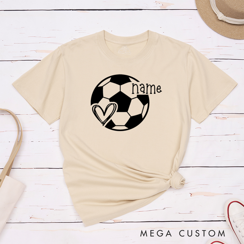Personalized Soccer Heart T-Shirt with Custom Name Design
