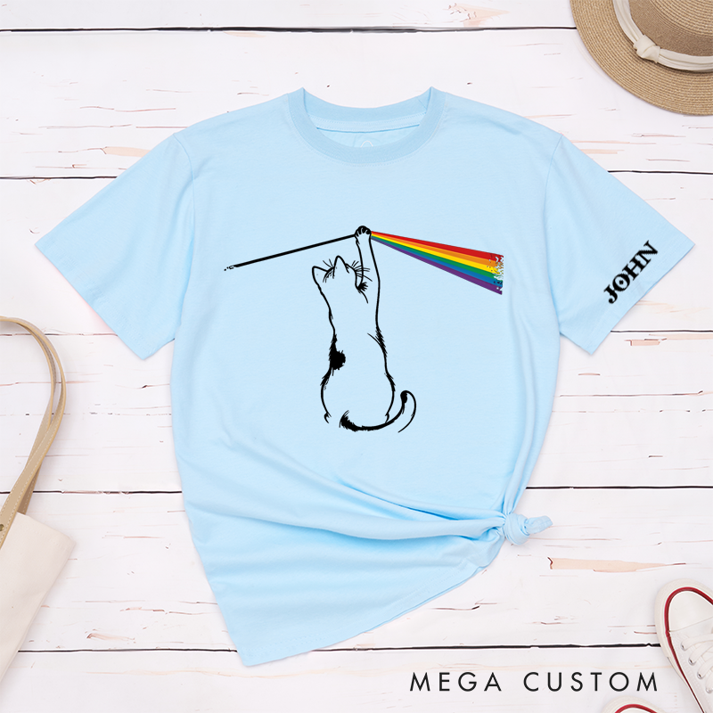 Personalized Classic T-Shirts Futuristic Prism Spectrum Tee Vibrant Rainbow Triangular Spectrum and Iconic Album Art Music Lover's Gift