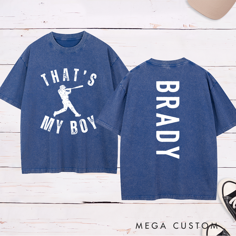Personalized That's My Boy Baseball Washed T-Shirt with Name