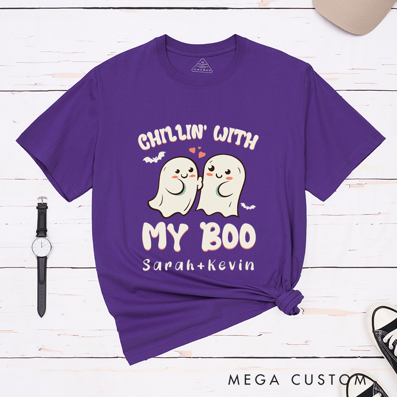 Personalized Chillin with My Boo Couple Matching T-Shirt Halloween Shirt For Him and Her