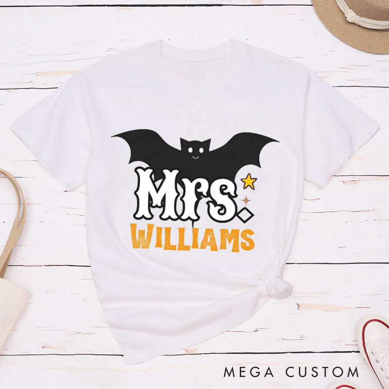 Personalized Bat Couple Halloween Matching T-Shirt Mr and Mrs Bat Halloween Shirt