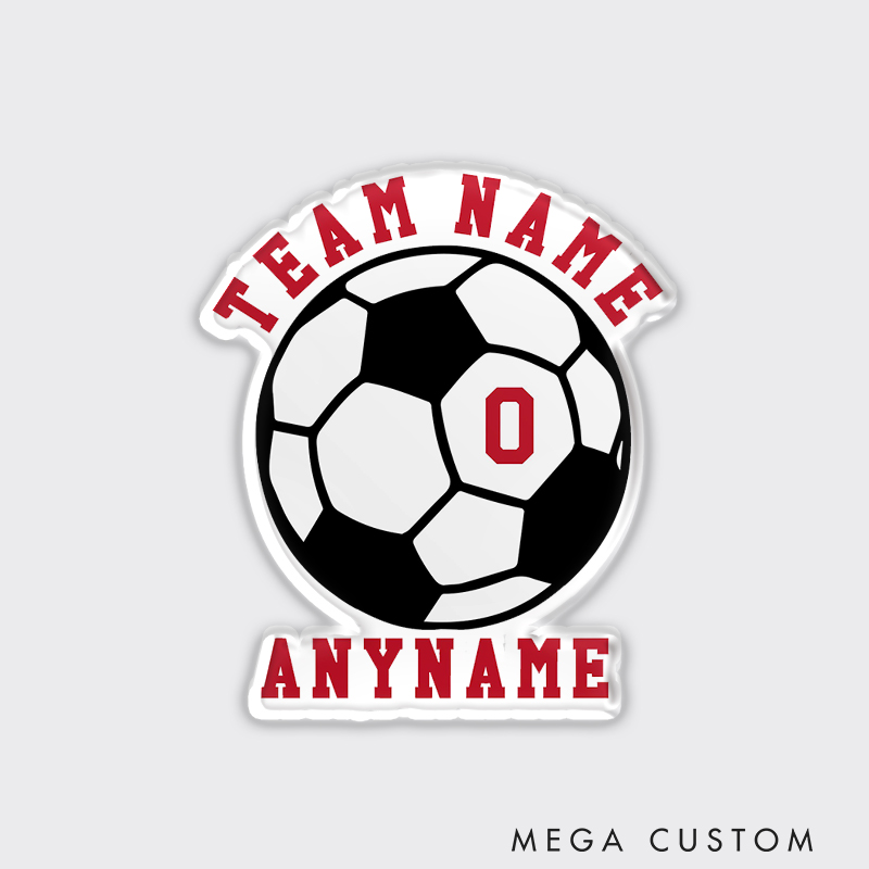 Personalized Soccer Team Fridge Magnet Custom Ball Design with Name and Number 